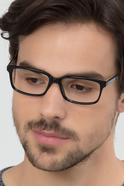 Denny | Black/Gray Acetate Eyeglasses | EyeBuyDirect