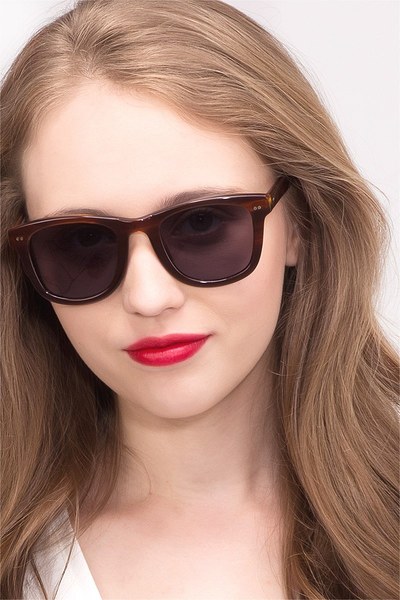 Nevada | Brown Striped Acetate Sunglasses | EyeBuyDirect